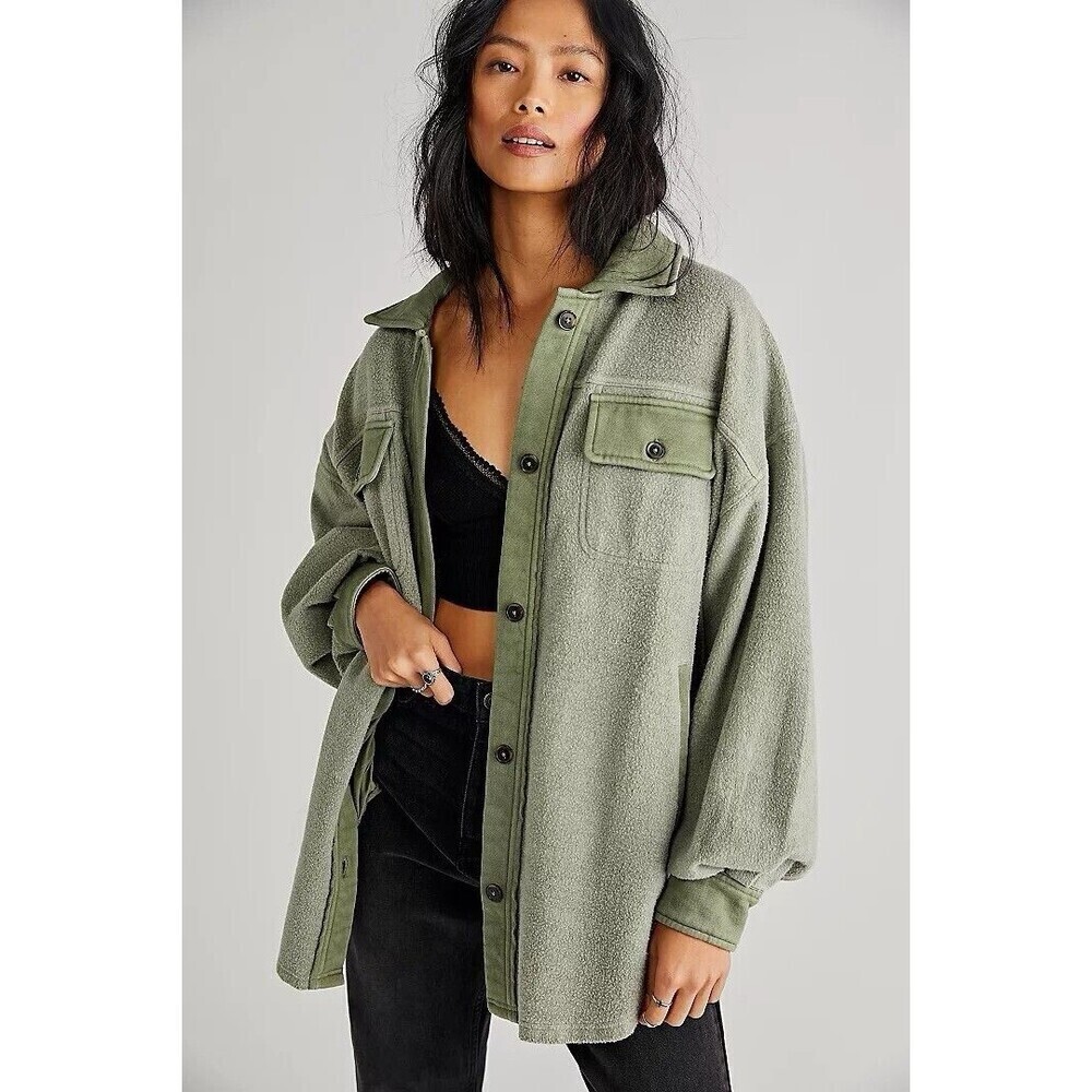 Free People Ruby Jacket Soft Oversized Dolman Quilted Fleece Shacket Size Small